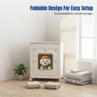 Foldable Hinged Lid Storage Cabinet, Large Capacity Organizer Box, Clothes and Quilt Container with Casters, Creature Pattern