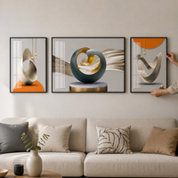 Modern Minimalist Landscape Triptych Wall Art for Living Room Sofa Background
