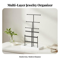 6-Tier Jewelry Stand Large Capacity Necklace and Earring Holder Necklace Holder with Tray Multi-Functional for Bedroom, Closet