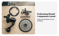 6 Pieces 11 Speed Mountain Bike Groupset CNC Machined Mountain Bike Derailleur Gear Selector Groupset 11 Speed Bike Drivetrain