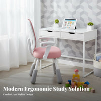 Back Support Height Adjustable Learning Chair Stable Frame Adjustable children's Study Chair Padded Cushion Breathable Mesh for Students, Girls, Teenagers, Home, School, Bedroom, Playroom