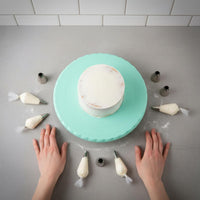 Cake Turntable Set Non-Slip Base Rotating Cake Stand Tool Kitchen-Approved-Grade Material Icing Piping Kit for Beginners, Birthday Parties
