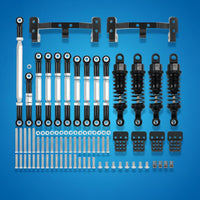 Metal Pull Rod and Shock Damper Kit Easy to Install Metal Chassis Link Rod Kit RC Car Shock Absorb Set for Modification, Upgrading