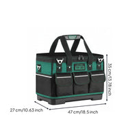Multiple Pockets Tool Bag Zippered Front Pocket Heavy Duty Tool Bag Shoulder Strap Utility Storage Contrast Trim
