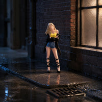 Folded Arms 1:64 Girl Figure Short Outfit Female Figurine Realistic Design for Dioramas