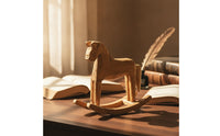 Wooden Rocking Horse Hand-Carved Rocking Horse Figurine Farmhouse for Shelf