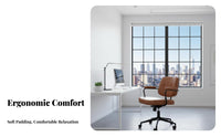 Retro Design Rolling Armchair Comfortable Computer Chair 360-Degree Swivel Office Furniture Adjustable Height for Students, Gamers, Study Room, Bedroom