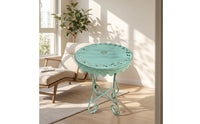 Round Side Table Decorative Table with Cutout Pattern Plant Stand Boho Lightweight for Patio, Balcony