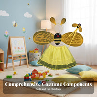 Costume Set Adorable Design Bee Costume Set Shiny Details Airy Accessories Outfit for Young Children, Adults, Themed Parties, Carnival