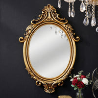Gold Classical Oval Decorative Wall Mirror with Ornate Pattern
