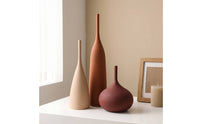 3 Pieces Brushed Vases with Matte Finish Decorative Tabletop Vases Minimalist Ceramic Vase Modern for Living Room, Shelves, Entryway, Coffee Tables