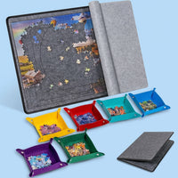 Roll Mat for Puzzles with Sorting Trays and Foldable Storage, Portable Felt Puzzle Organizer to Save Progress for Adults