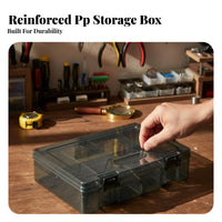 Transparent Lid Compartment Case with Dividers firm Latch Adjustable Divider Case adaptable Organizer Box Stackable Design for Technicians, DIY hobbyists, Professionals, Workshop, Garage, Craft Room, work location