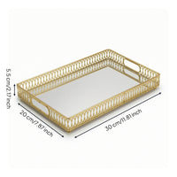 Mirrored Glass Tray Decorative Mirrored Vanity Organizer Sophisticated Tray with Metal Frame for Dresser
