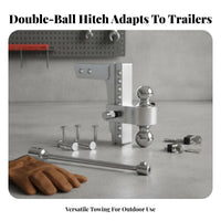 Double-Ball Hitch Aluminum Alloy Adjustable Trailer Hitch Ball Mount Locking Pins Tow Bar Polished