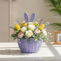 Safe Woven Basket with Liner Cute Rabbit Ear Basket Natural Sturdy for Table Decor