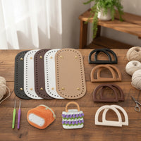 Oval DIY Crochet Handbag Kit Long-Lasting Crochet Bag Kit with Handles Sturdy Bag Foundation and Handles Set Complete for Crafters