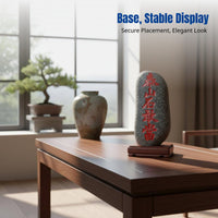Natural Taishan Shigandang Stone Decoration, Carved Stone, Indoor Outdoor Feng Shui Decor, Entrance Guardian, With Base