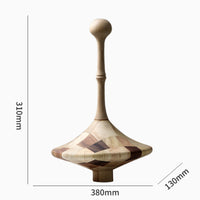 Wooden Twirling Top Ornament Minimalist Walnut Wood Carving Mid-Century