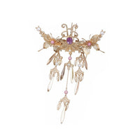 Traditional Chinese Attire Regal Avian Hair Crown Elegant Workmanship Regal Avian Hair Crown Chinese Design Tassel Hairpin Fairy