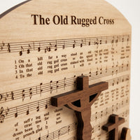 Easter Cross Wooden Ornament, Religious Carved Wood Crucifix for Home Desktop Decor
