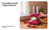 Rotary-Style Landline Phone Decorative Corded Desk Phone Rotary Dial Telephone Classic Antique Design Communication Device