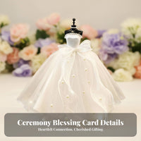 Wedding Dress Figurine with Ribbon Gift Bag Soft Glow for Bedroom