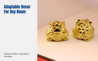 Fortune Frog Figurine, Wealth Metal Decor, Office, Living Room, Entryway