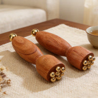 Handheld Facial Massager with Brass Beads Multi-Purpose Wooden Massage Tool Natural Wood Wooden Facial Massager Gentle for Scraping