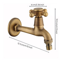 Wall-Mounted Faucet Vintage Brass Cold-Water Faucet Easy Control Bibcock for Laundry Room, Garden
