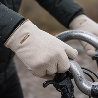 Women's Winter Warm Suede-like Double-Layer Plush Convertible Touchscreen Gloves with Metal Tag for Outdoor Cycling
