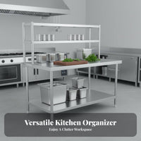 Stainless Steel Work Table Easy to Clean Stainless Steel Workbench Heavy Duty Commercial Kitchen Prep Table for Restaurant Owners, Home Cooks