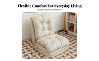 Multi-Functional Convertible Armchair Bed Space-Saving Adjustable Futon Lounger Easy Assembly Floor Sofa Low-Slung Design for Apartment Dwellers, Students, Young Adults, Bedroom, Living Room, Small Areas, Reading Nook