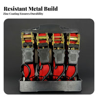 4 Pieces High Breaking Strength Ratchet Tie-down Strap Rubber Coated Hooks Ratchet Tie-down Straps Long-Lasting Polyester Strapping