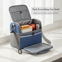 Double Layer Insulated Lunch Bag with Shoulder Strap - Portable & Simple Design