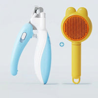 Nail Clippers with LED Lights and Stainless Steel Nail Scissors, Professional Dog and Cat Grooming Tools, Ergonomic Grip, Non Slip Novice Set