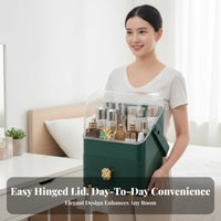 Portable Cosmetic Case with Lid Large Capacity Multi-Compartment cosmetic Box