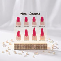 Rhinestone Nail Shape Chart Printed Acrylic Nail Display Stand Decorative Clear Acrylic Display for Manicurists