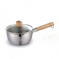 Stainless Steel Saucepan with Glass Lid Hammered Snow Pan Induction Compatible Saucepan with Lid Food-Grade for Singles
