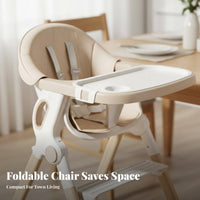 Foldable Infant High Chair Space Saving Foldable Feeding Chair Removable Tray Adjustable Young Child Feeding Seat for Infants, Travel, Home