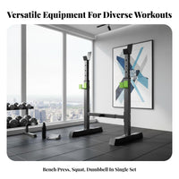 Heavy Duty Steel Adjustable Squat Rack Non-Slip Feet Bench Press Stand Stable H-Frame Base Multi-Function Barbell Rack for Weightlifters, Bodybuilders, Garage Gym