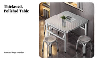 Foldable Design Square Folding Table Space-Saving Square Steel Dining Surface Installation-No-Assembly Portable Furniture Easy to Clean for Street Vendors, Restaurant Owners, Outdoor, Barbecue, Events, Camping