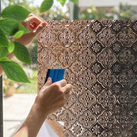 Window Film Privacy with Stained Glass Design, Frosted PVC Material for Home Office, Geometric Diamond Lattice Window Stickers, Reusable No Glue