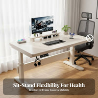 Height Adjustable Desk Stable Frame Sitting-Standing Desk Sturdy Construction Sitting-Standing Computer Table for Students, Streamers