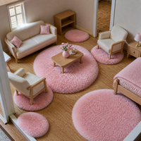 Dollhouse Miniature Plush Rugs for Sofa and Rocking Chair, Round and Square