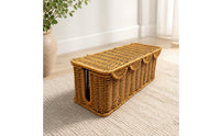 Cable Management Box Handwoven Organizer Box with Lid Sturdy Power Strips Organizer for Desk