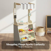 Supermarket Checkout Toy Includes Food Accessories Kids Supermarket Playset Role-Playing Fun Toy Checkout Counter for Preschool, Kindergarten, Daycare