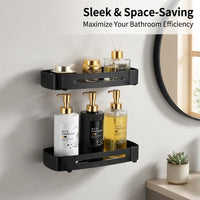 Black Stainless Rack for , Wall Mounted Folding Bath Towel Holder Double Layer, Heavy Duty Towel Rack for Toilet Storage, Space Saving Organizer
