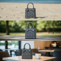 Structured EVA Handbag Compact Basket Bag Chic Woven Tote Lightweight for Women, Daily Outings, Errands