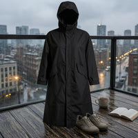 Long Hooded Raincoat Adjustable Cuffs Hooded Raincoat Loose Fit Rainwear Jacket